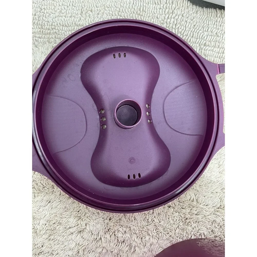 Tupperware 6451 Microwave Rice Maker Steamer Cooker 2 Piece Set Purple 2.2L Bowl